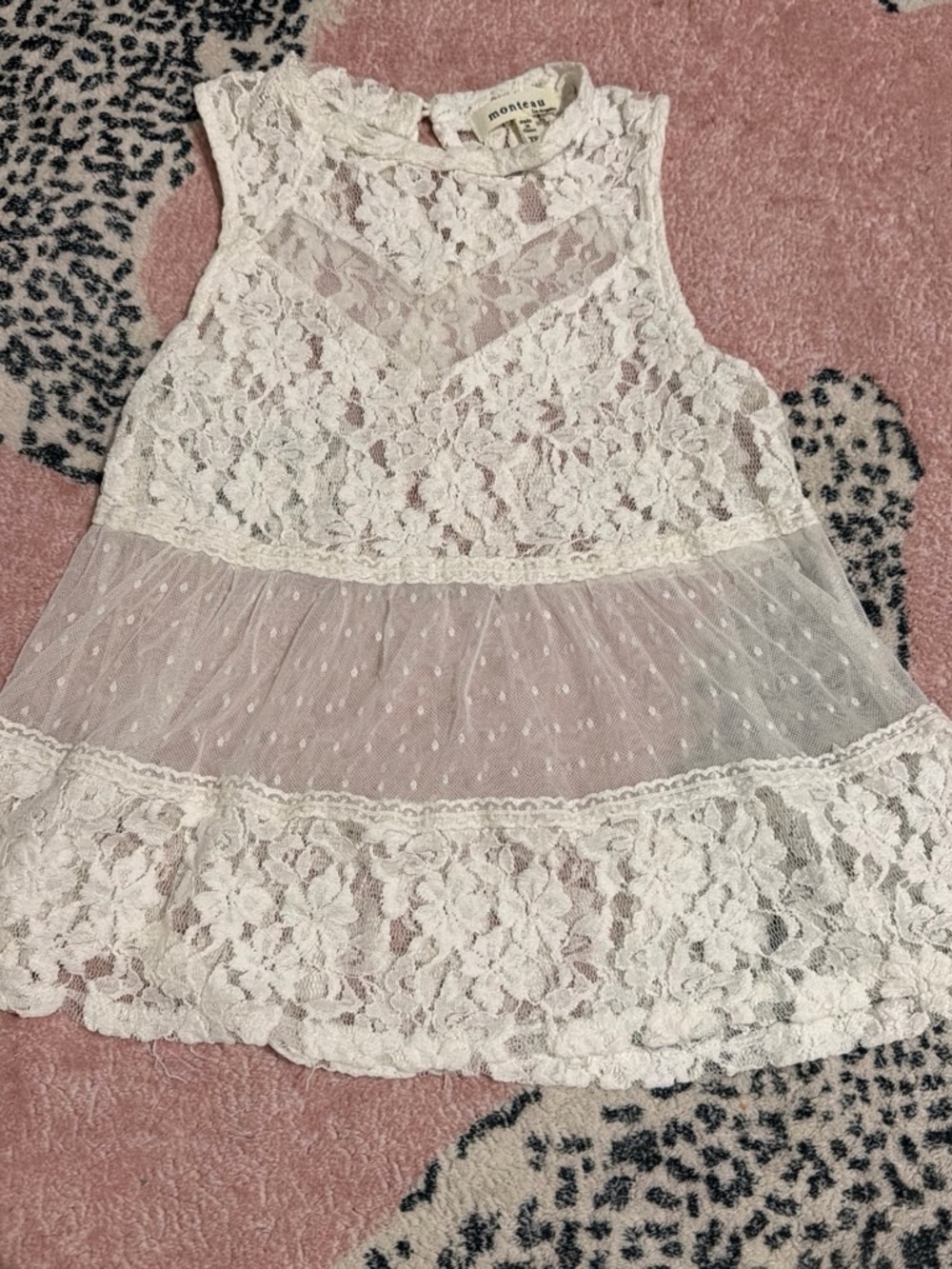 Monteau White Lace Sheer Peplum Camisole